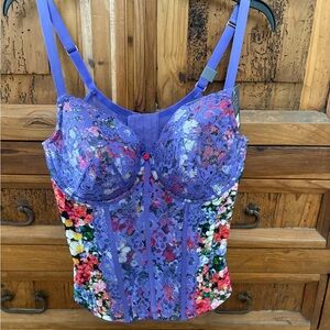 Cacique Purple Floral Lace Bustier